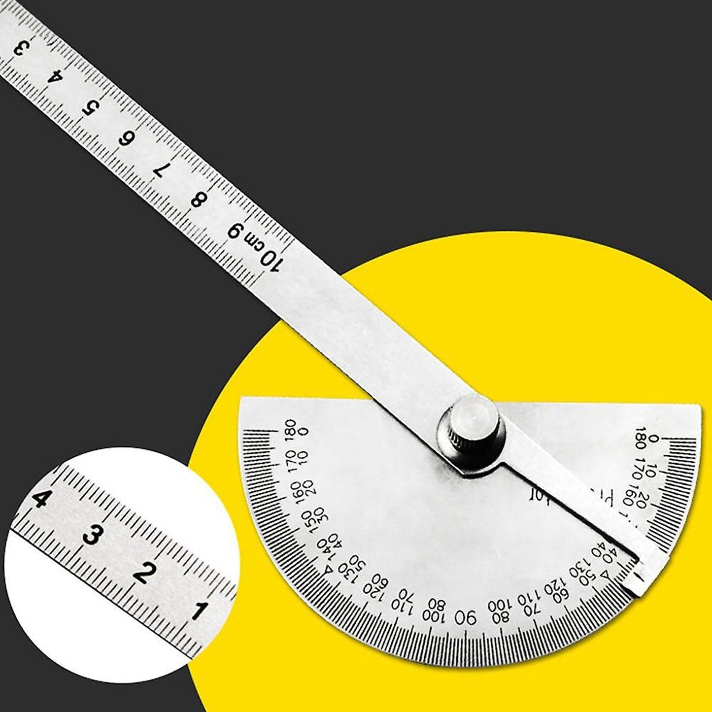 Protractor Angle Finder with Arm Measuring Ruler Stainless Steel Tool