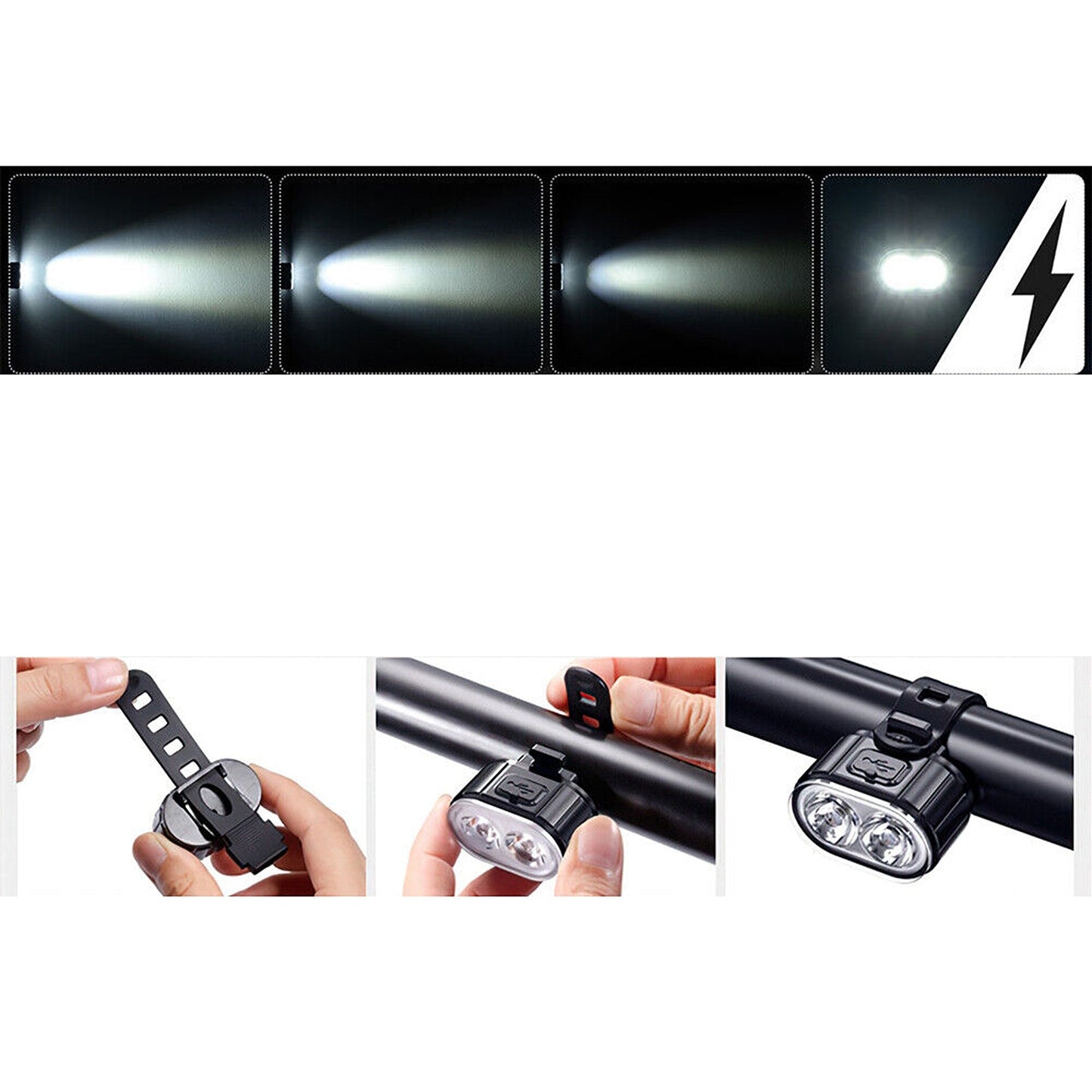 USB Rechargeable LED Bike Light Set Bright Front and Rear Mountain Bicycle Lights