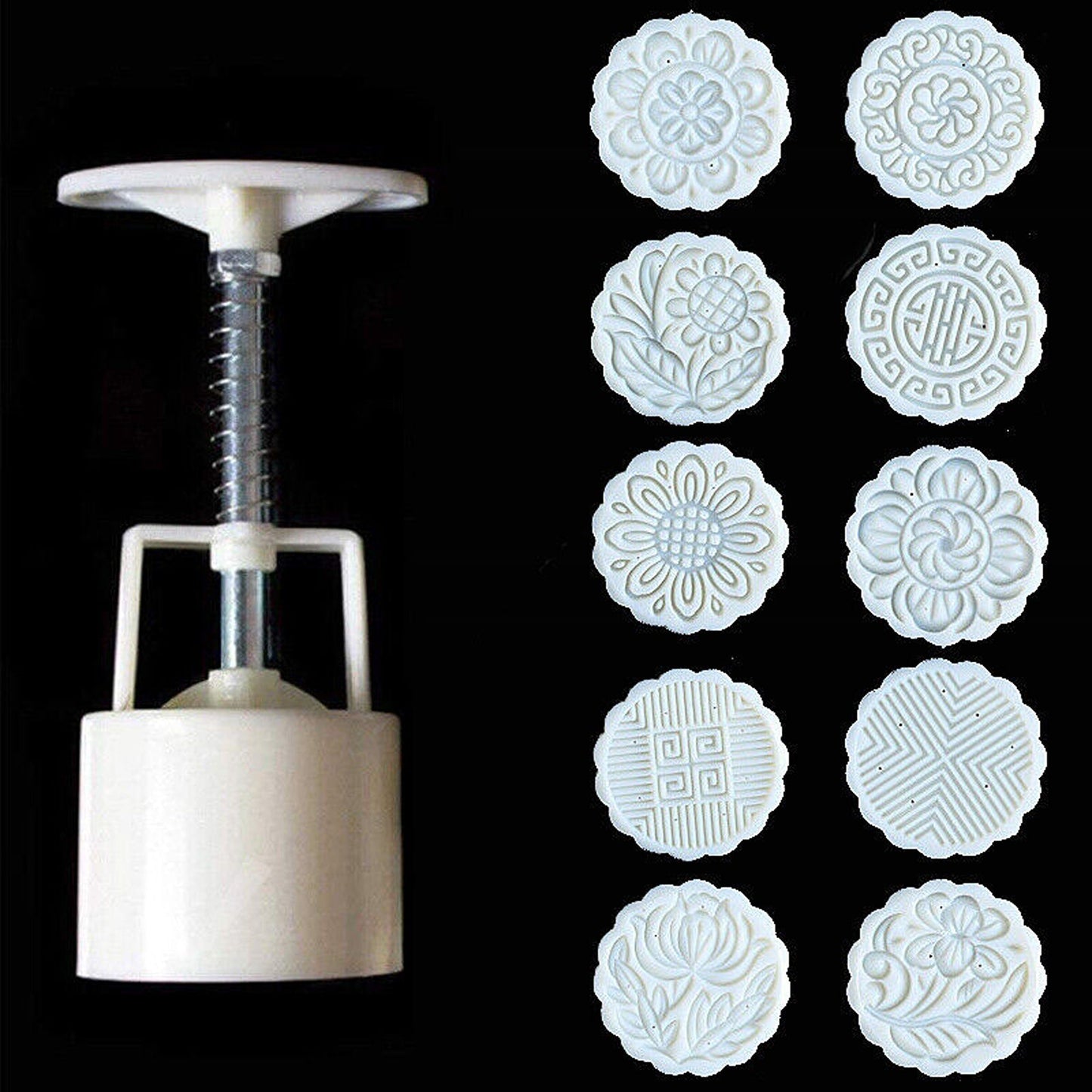 DIY Moon Cake Flower Stamps Mold Round Pastry Decor Cookies