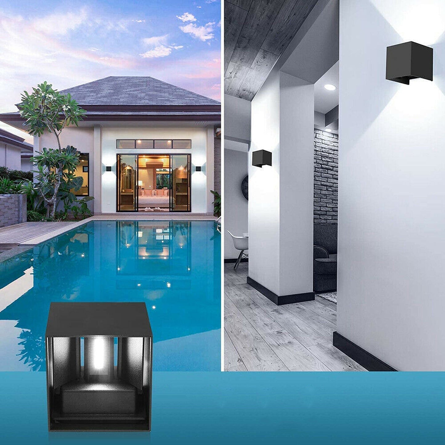 12W Square Aluminum LED Wall Light Waterproof Indoor Outdoor Modern Sconce