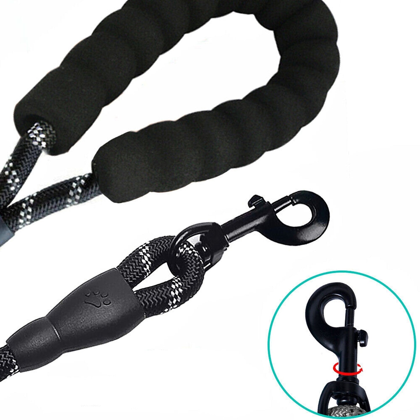 Black Heavy Duty Nylon Dog Training Leash Strong Rope Recall Lead