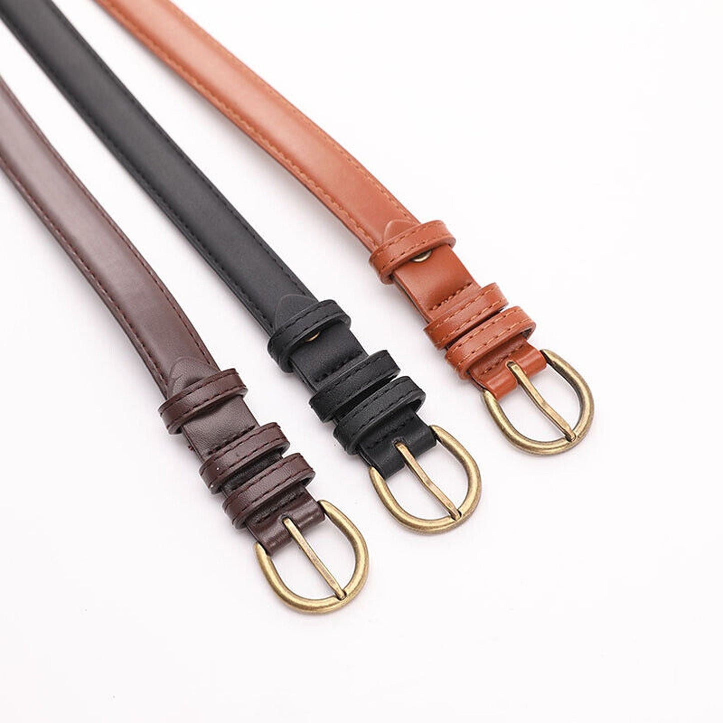 Women Decorative Thin PU Leather Belt for Jeans and Dresses