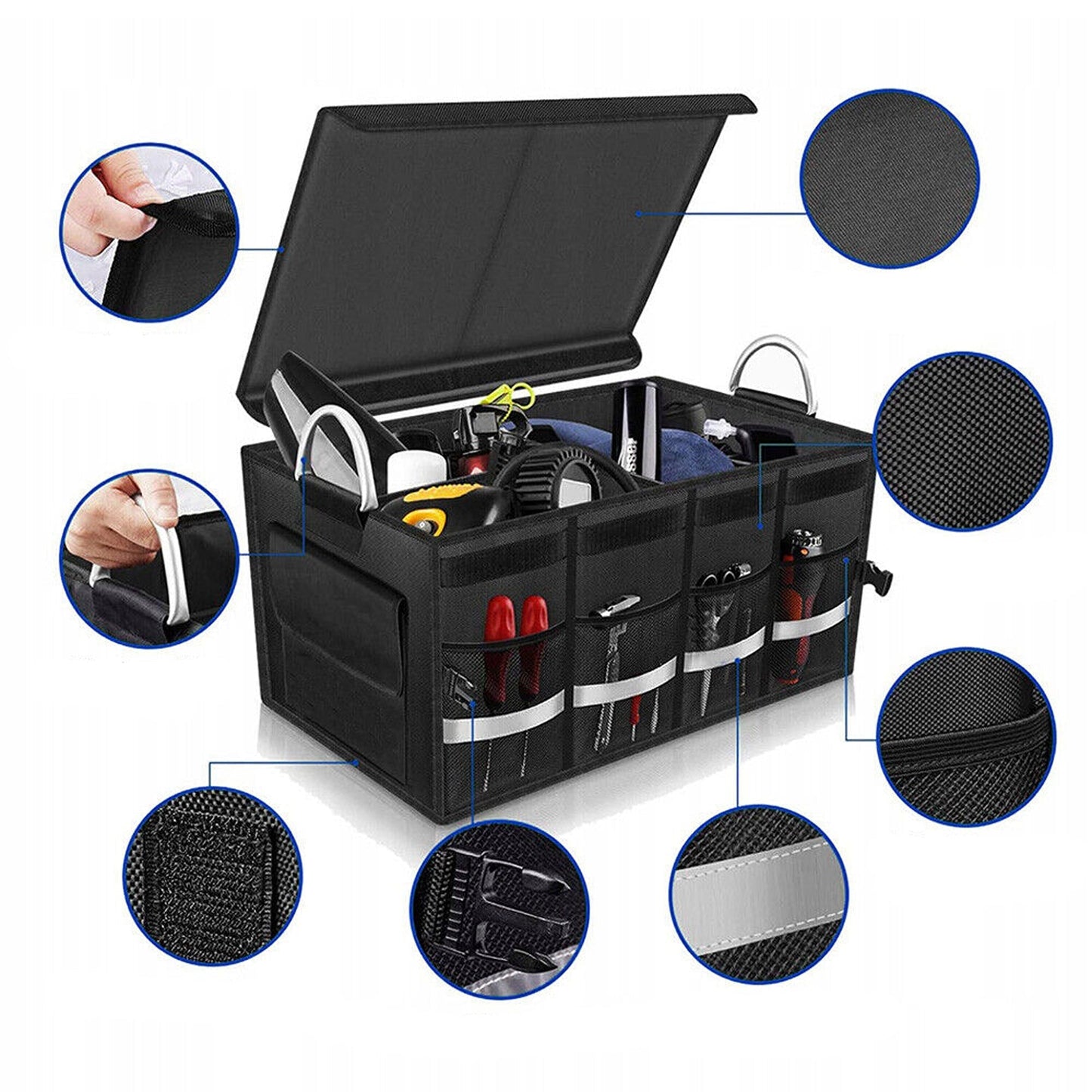 Car Trunk Storage Box Collapsible Boot Organiser With Pockets