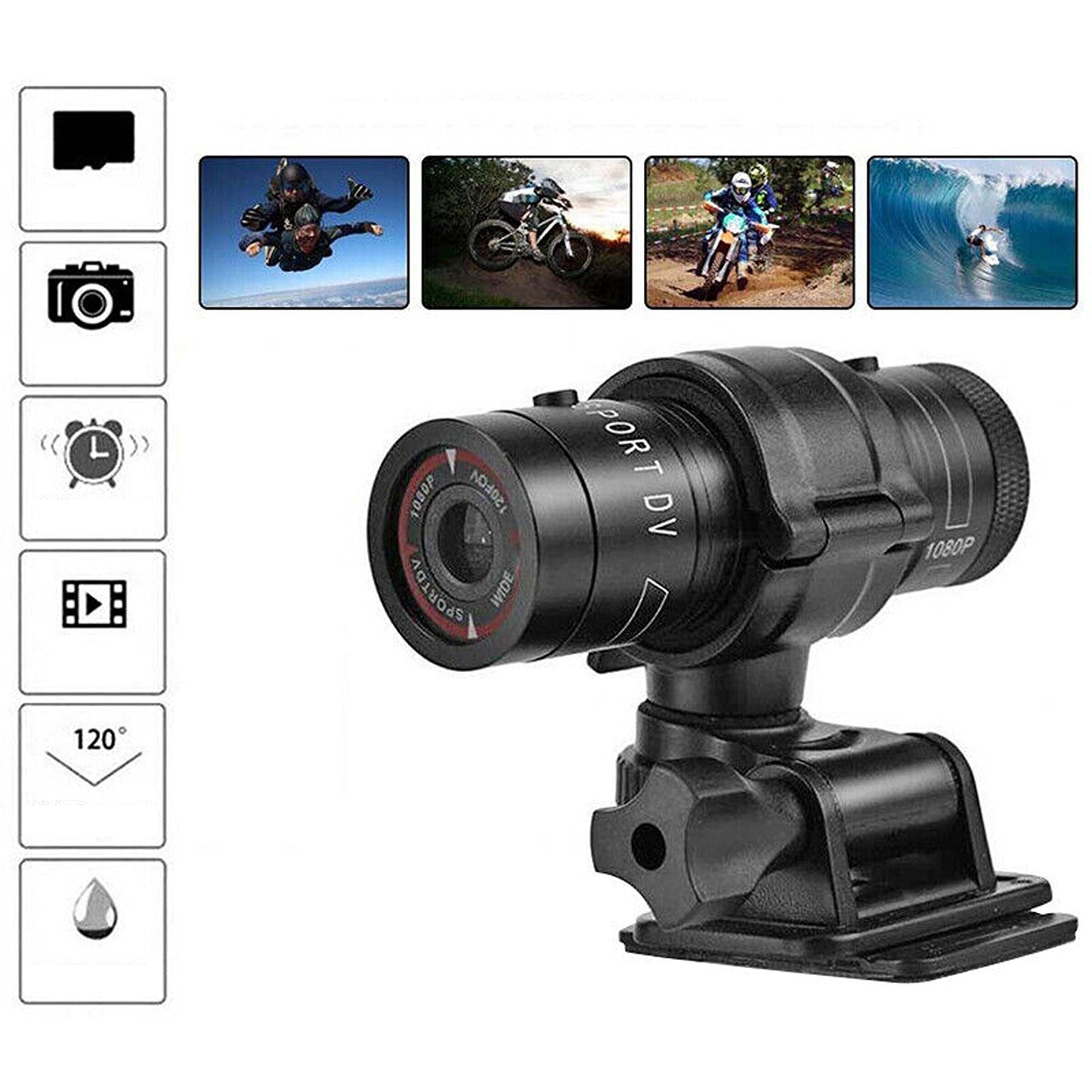 HD 1080P Action Sports Helmet Camera for Motorcycle and Bike Riding