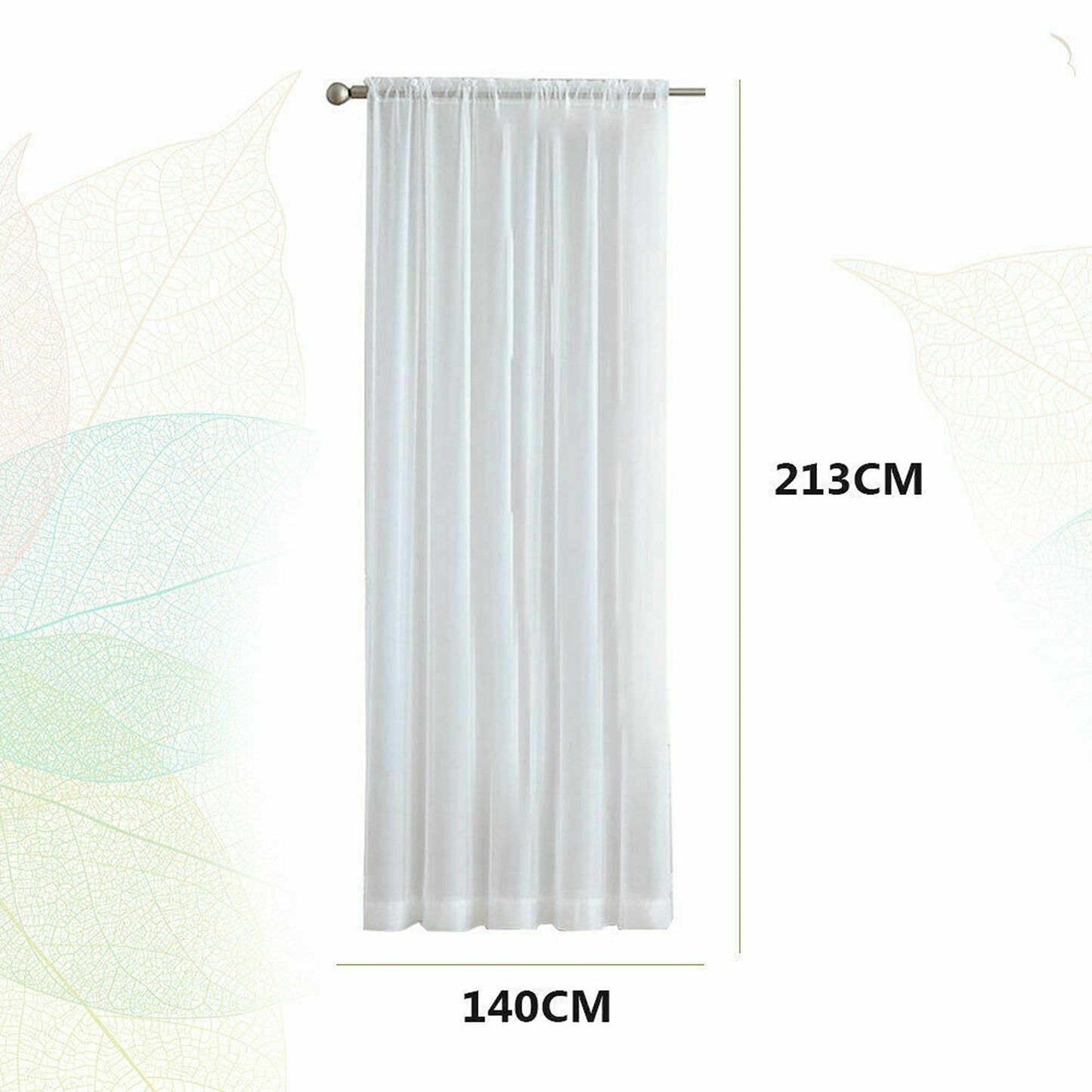 White Rod Pocket 2 Panel Sheer Curtains Window Sheer Voile Bedroom