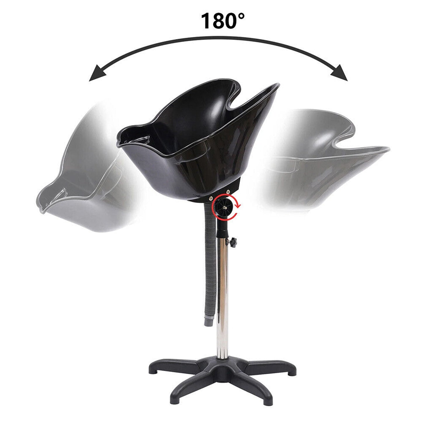 Height Adjustable Mobile Shampoo Basin for Salon and Home Use Deep Wash Sink