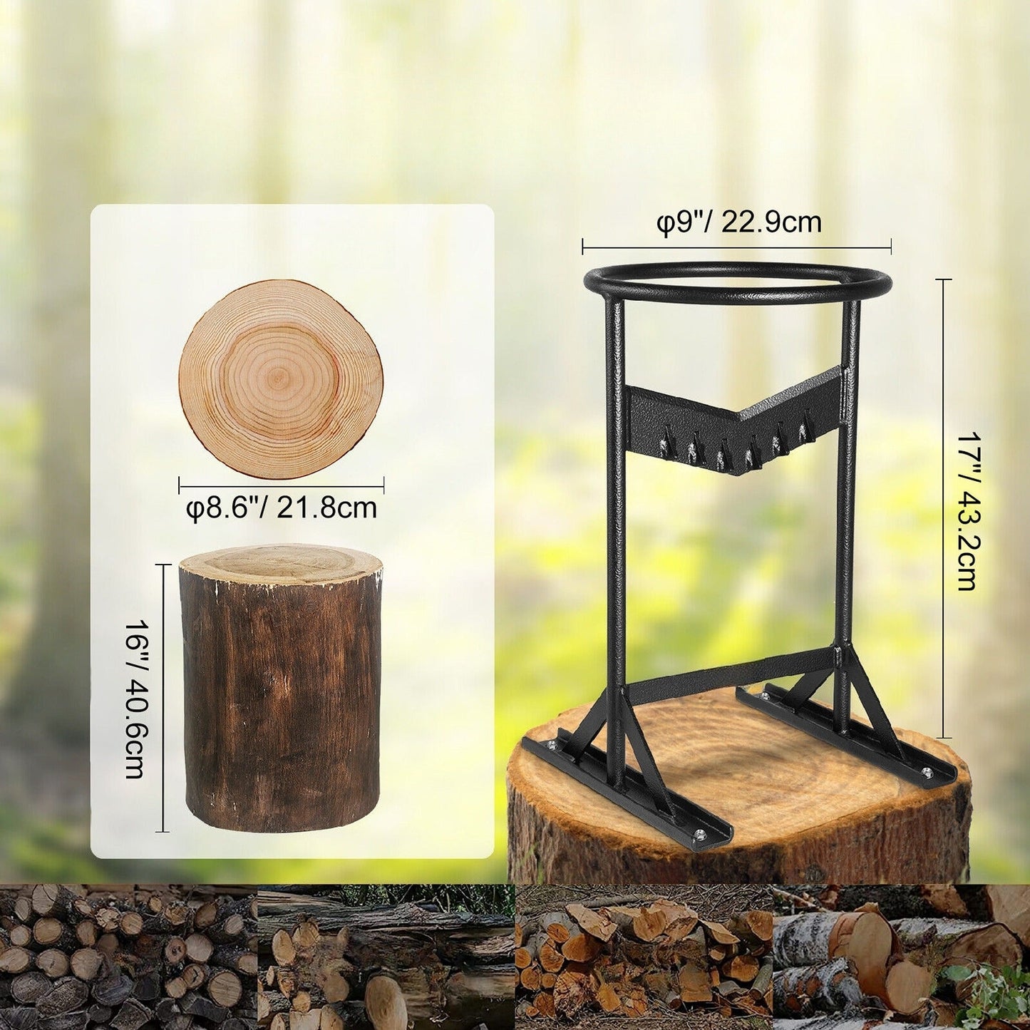 Manual Heavy Duty Firewood Splitter V-Shaped Log Wood Cutter