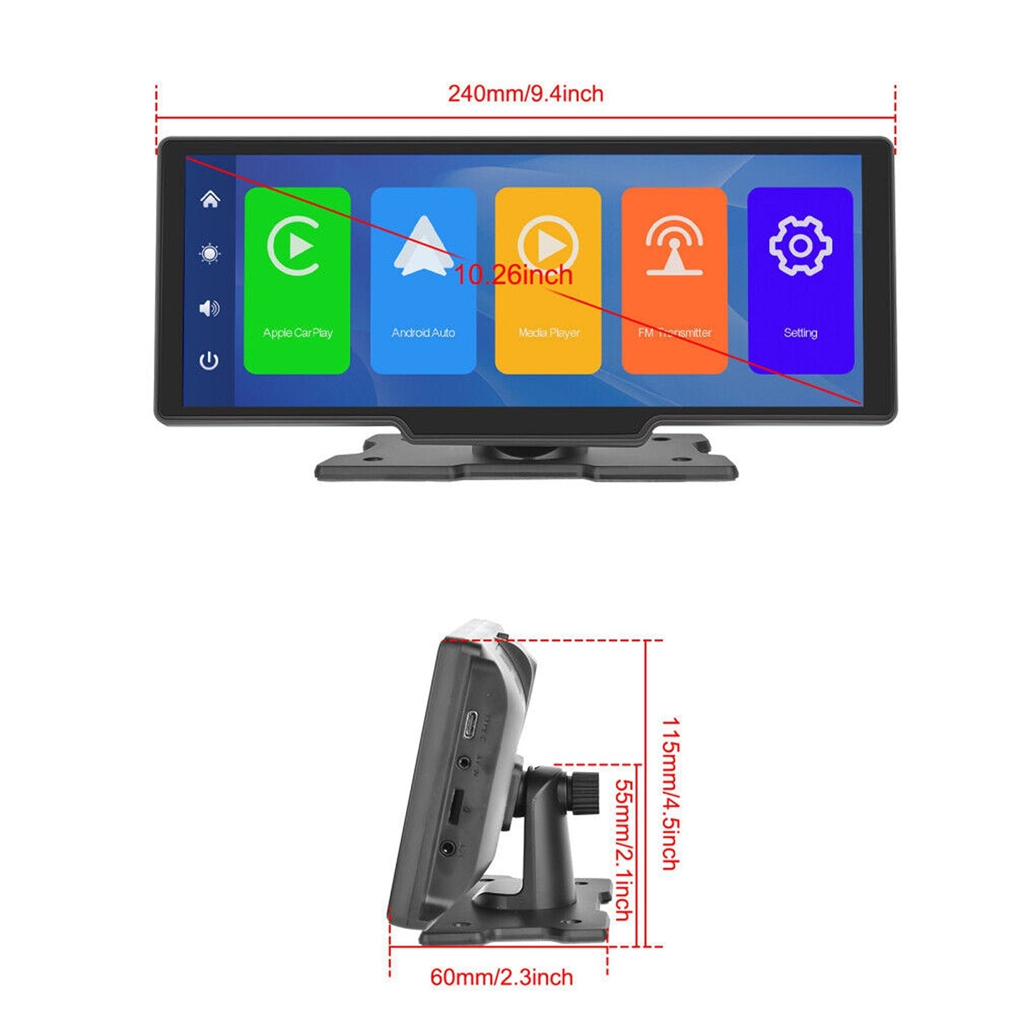 10.26in Touch Screen Car Stereo with Wireless Apple Carplay and Android Auto