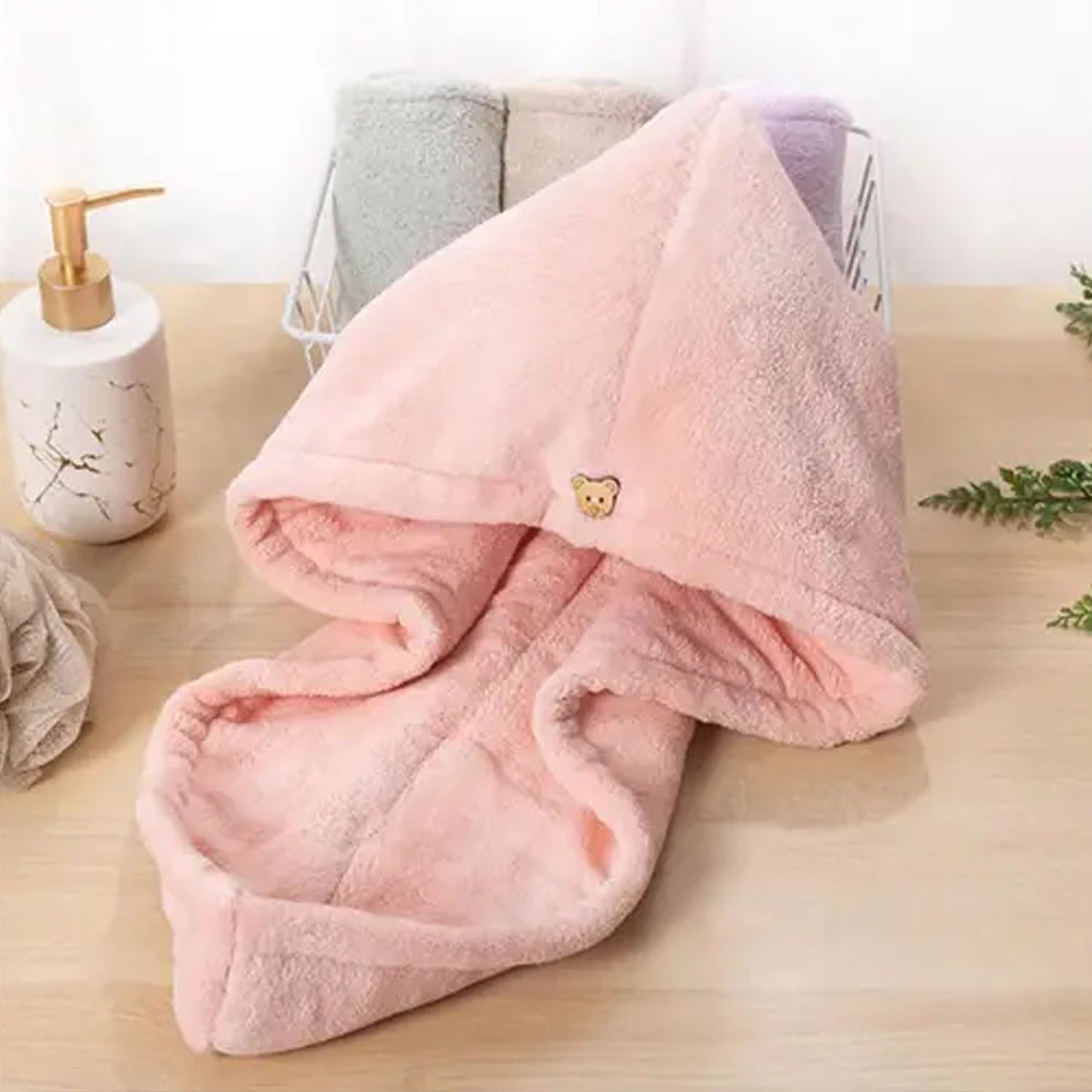 Soft Microfiber Hair Towel Wrap Quick Drying Bath Cap for Women