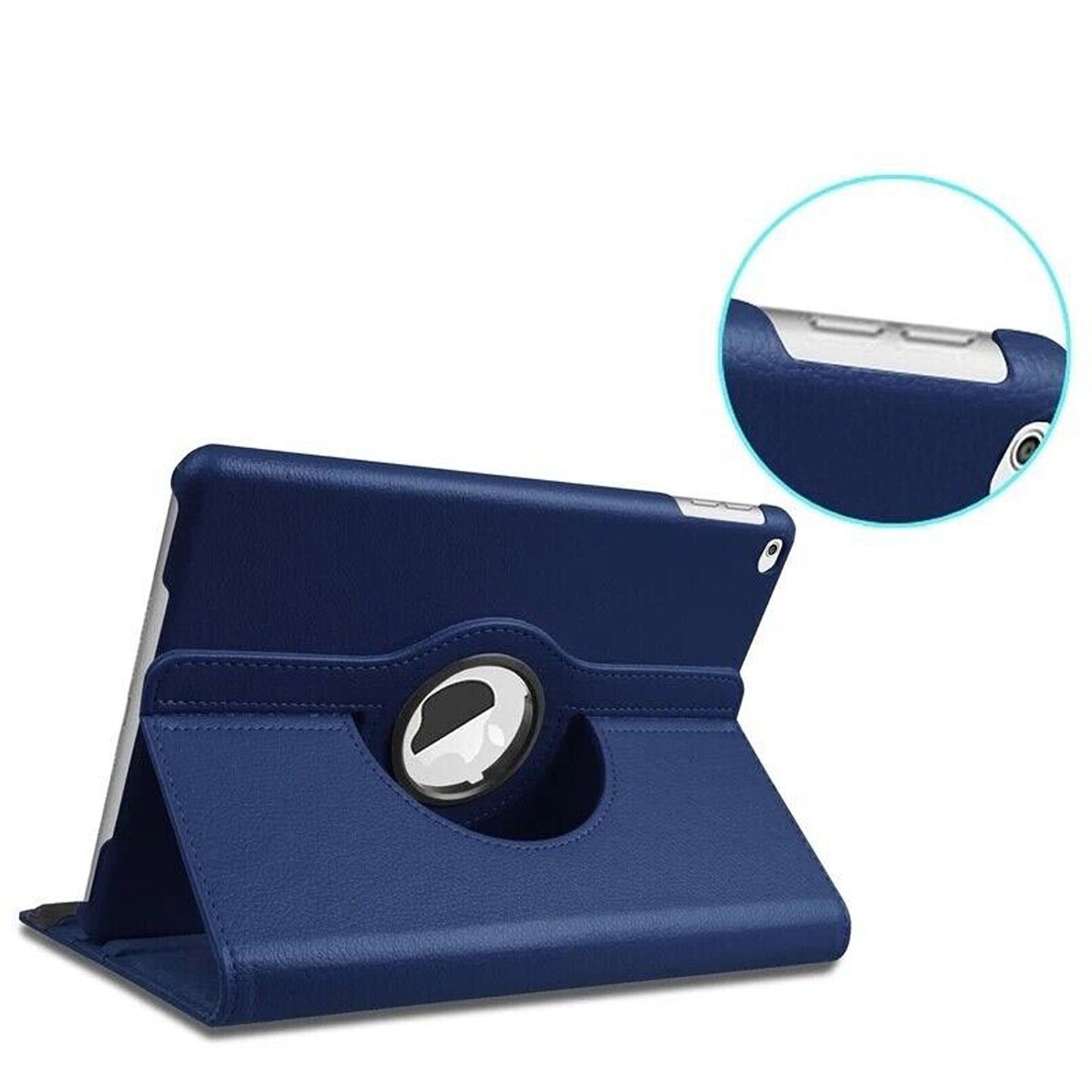 Navy Leather Case with 360 Rotate Smart Cover for iPad 9 8 7 6 5 Gen Air 3 2 1 Pro 10.5