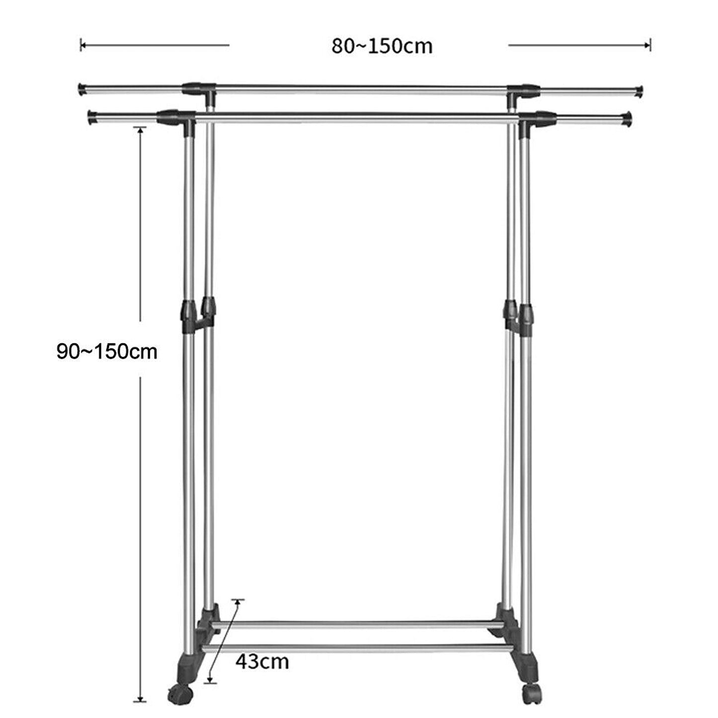 Adjustable Double Layer Coat Hanger Stainless Garment Rack