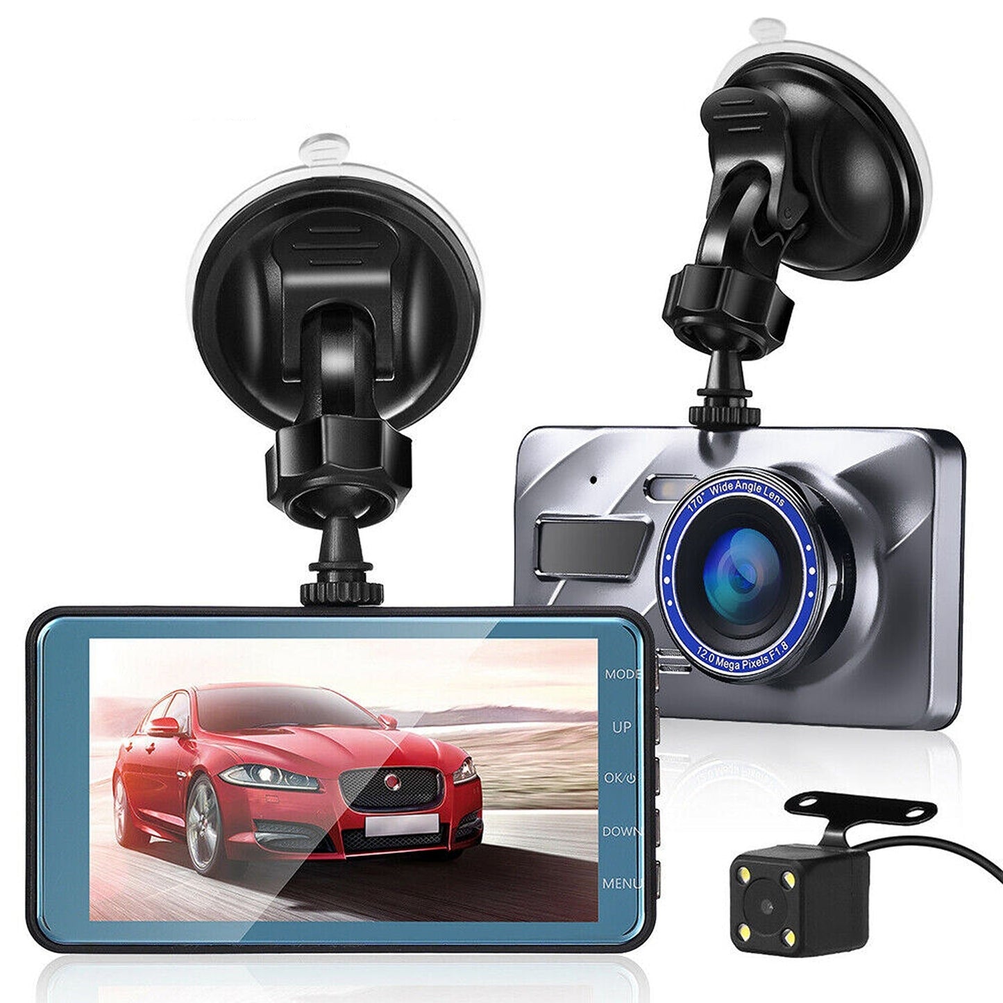 4in Screen Dual Lens 1080P HD Car DVR Dash Camera
