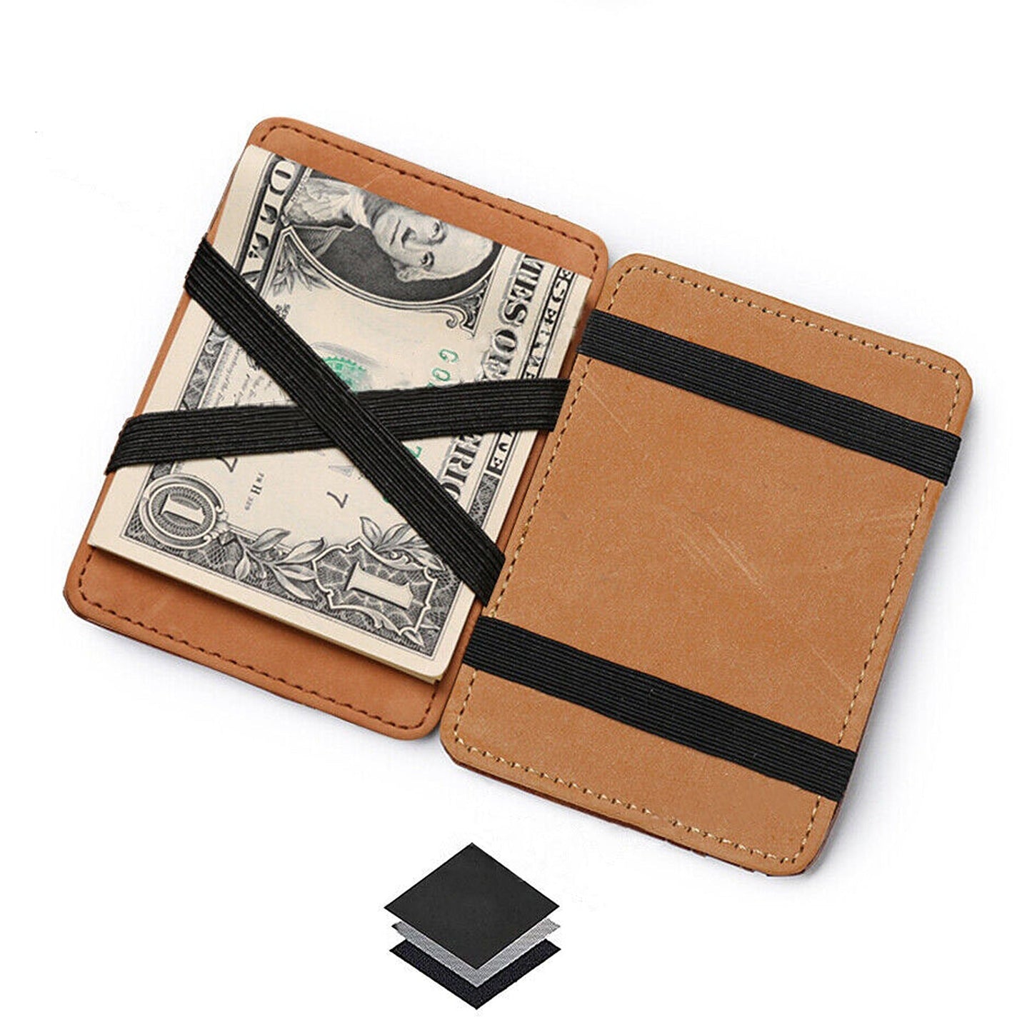 Slim RFID Blocking Leather Wallet with Magic Flip and Money Clip