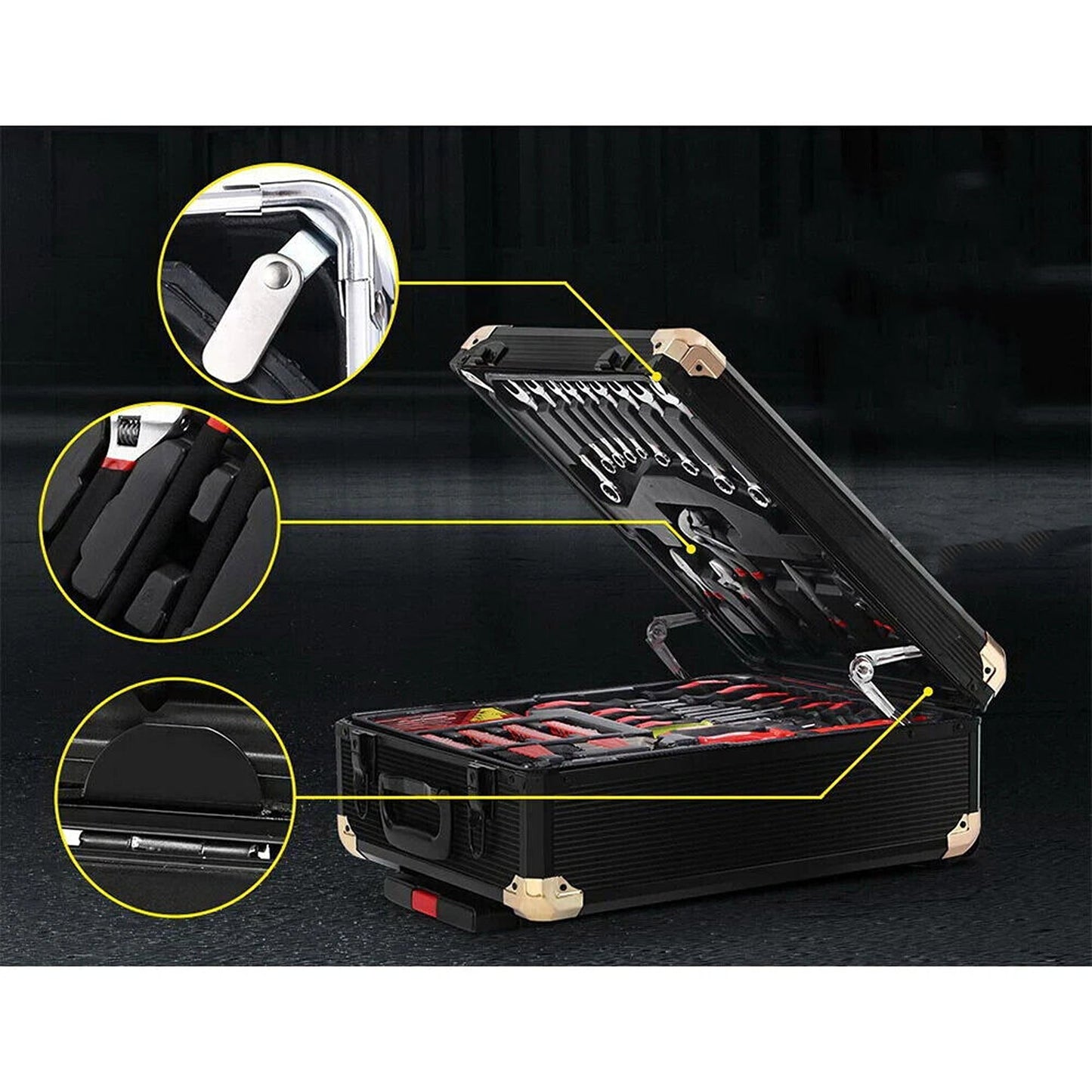 Mechanic DIY Toolbox with 1375 Pieces Portable Rolling Case Trolley Set