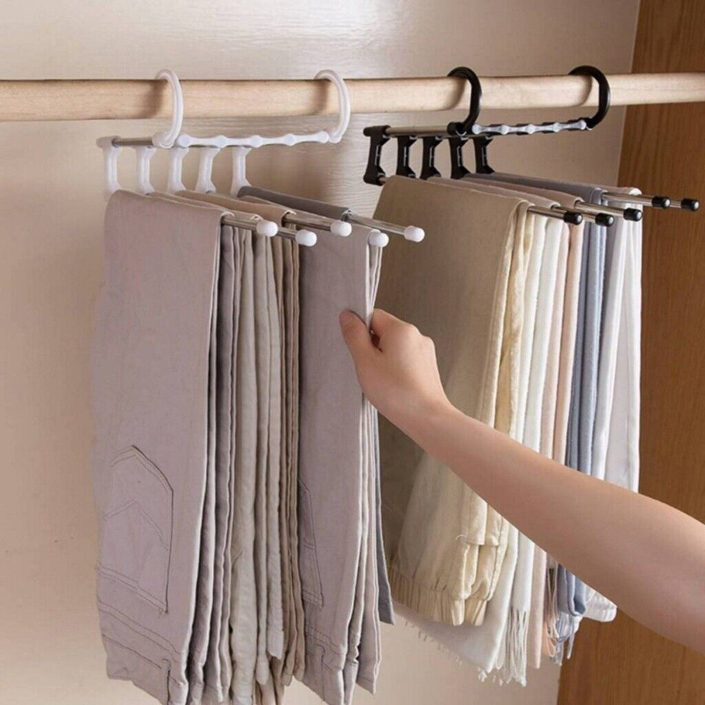 4pcs Stainless-Steel Multi-functional Pants Rack Magic Wardrobe Hanger