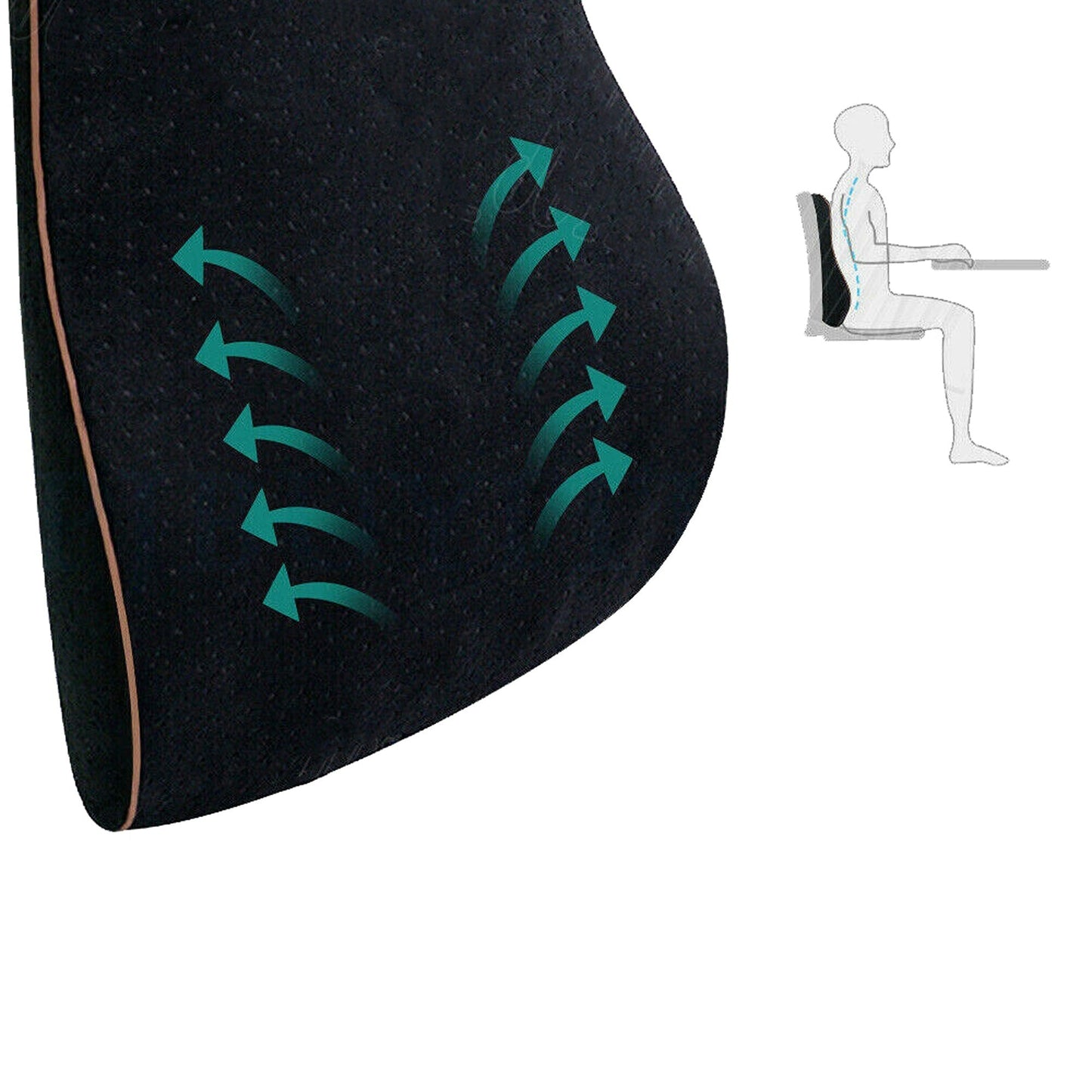 Lumbar Support Memory Foam Back Cushion for Home Car Office Use