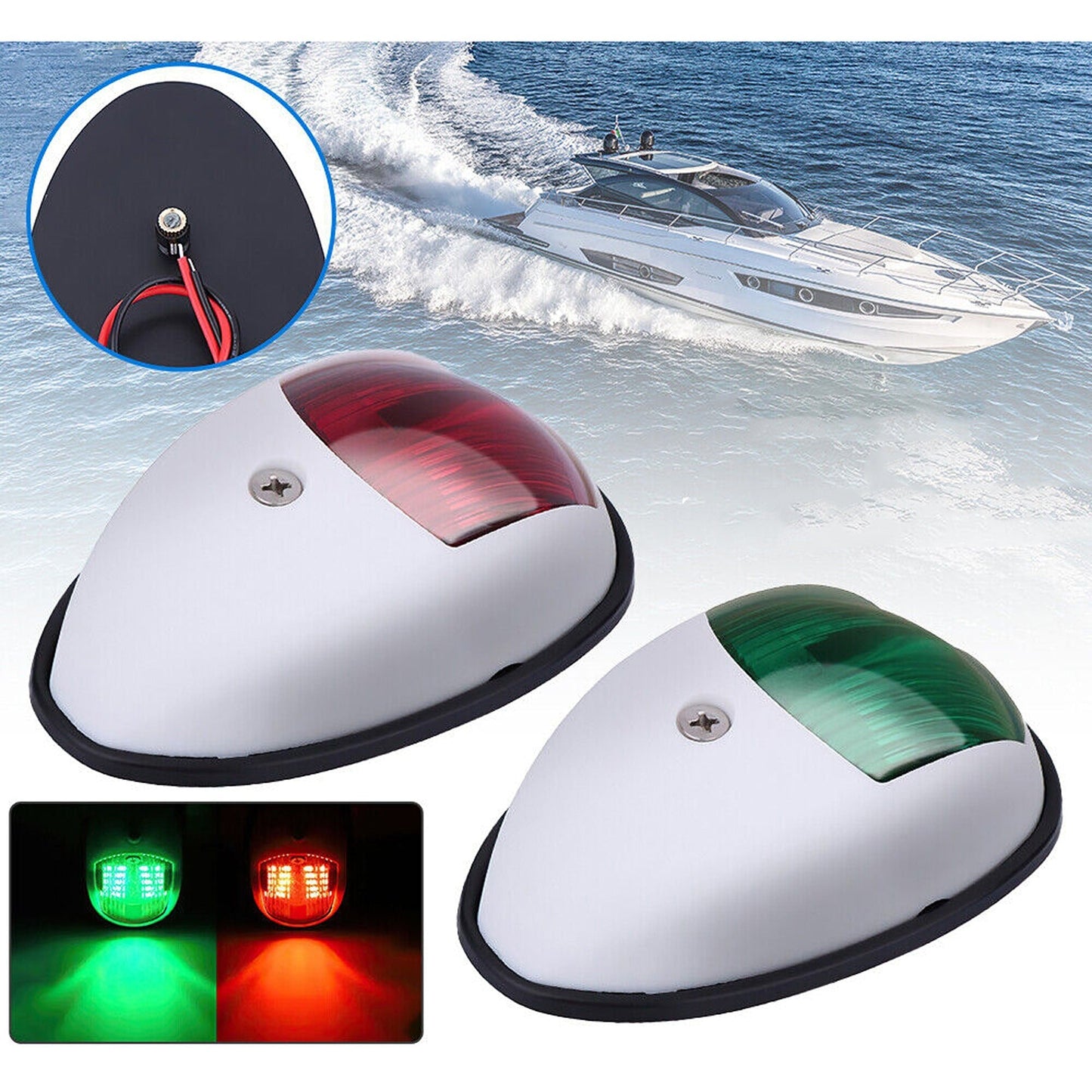 2pcs LED Marine Navigation Lights Port and Starboard Yacht Boat Lamps