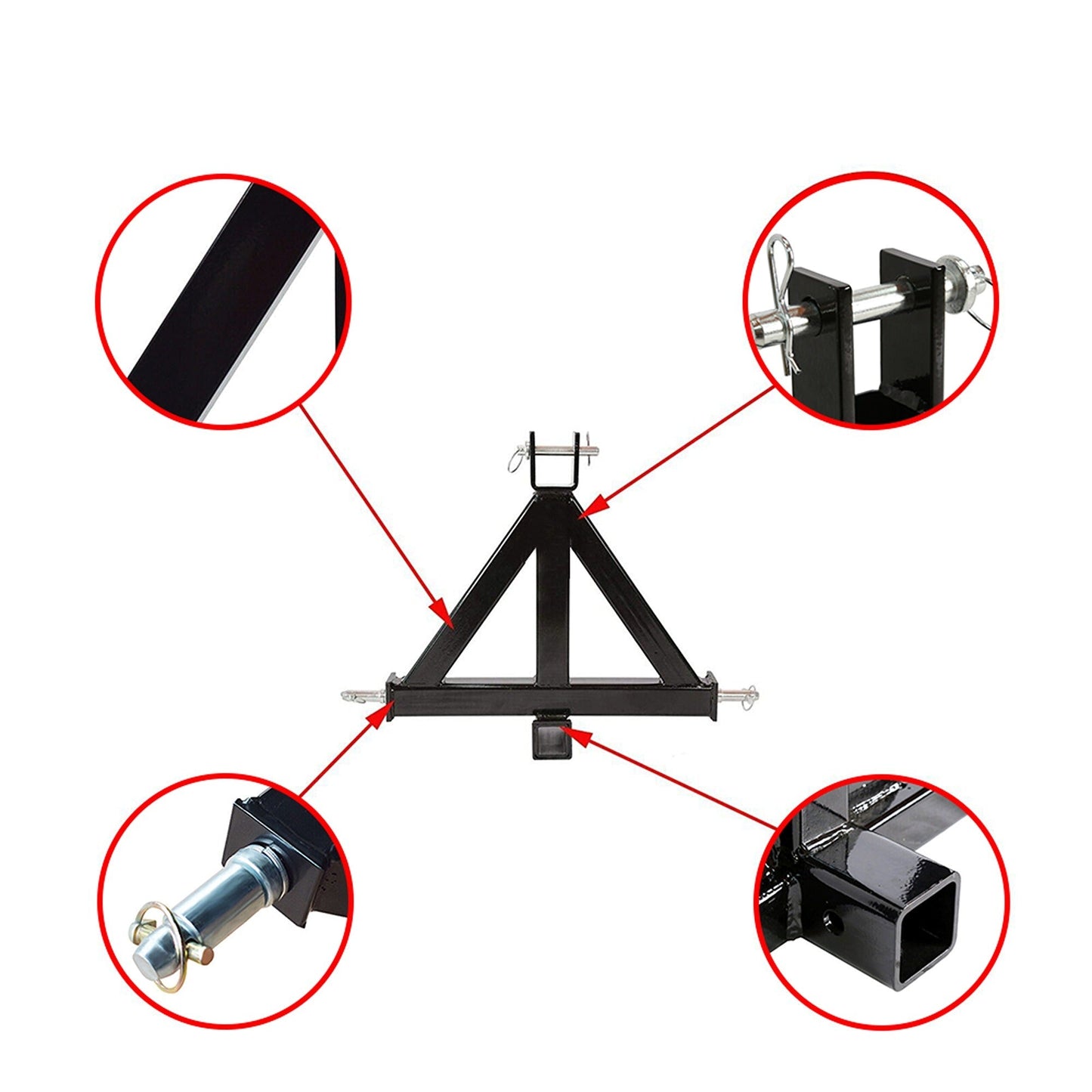 3 Point Hitch Trailer Tow Hook Heavy-Duty Receiver for Tractors