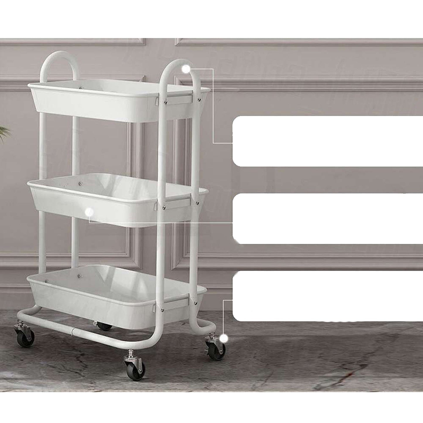 3-Tier Fruit and Vegetable Kitchen Trolley with Storage Baskets
