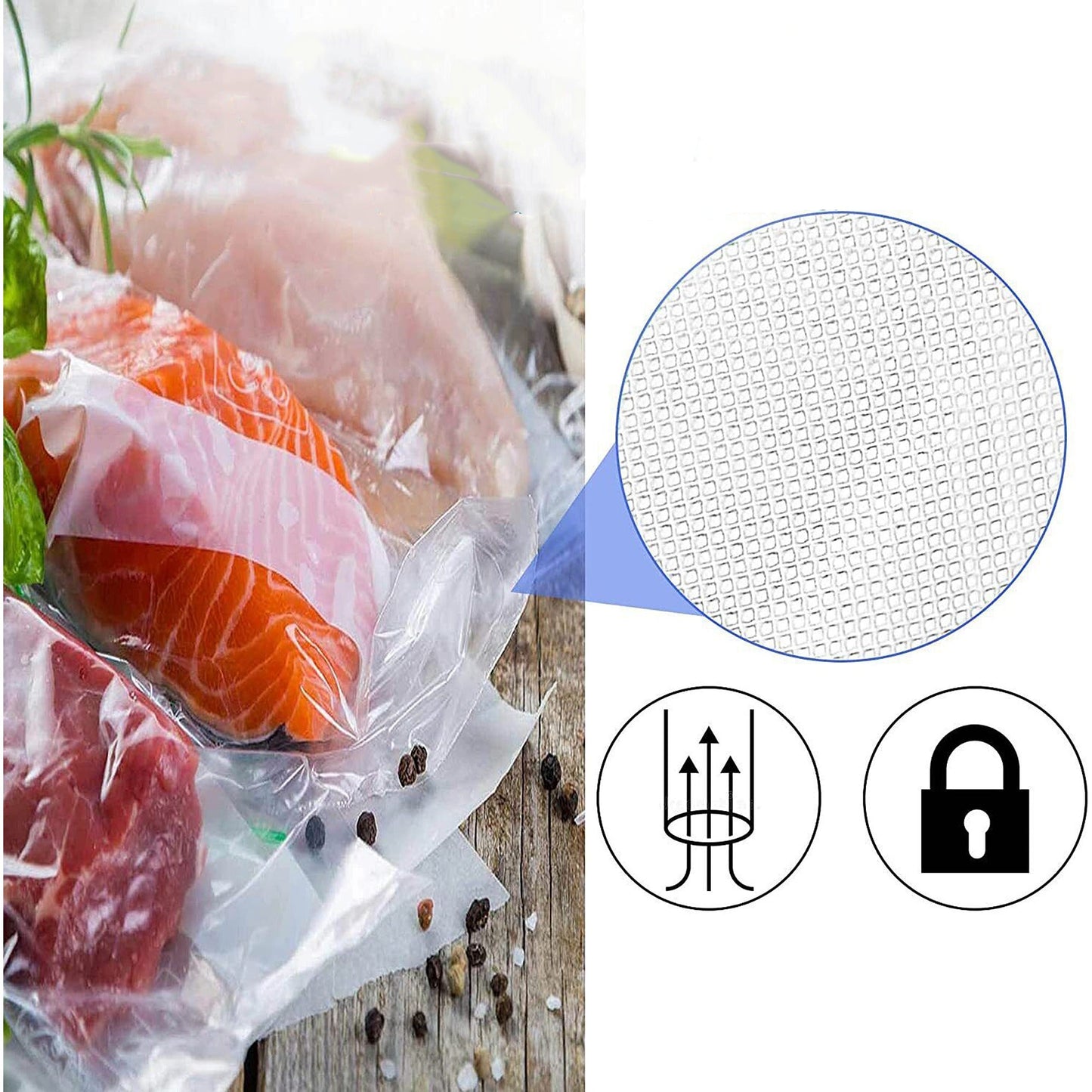 100pcs Vacuum Sealer Bags Heat Seal Pre Cut Food Storage Cryovac Saver