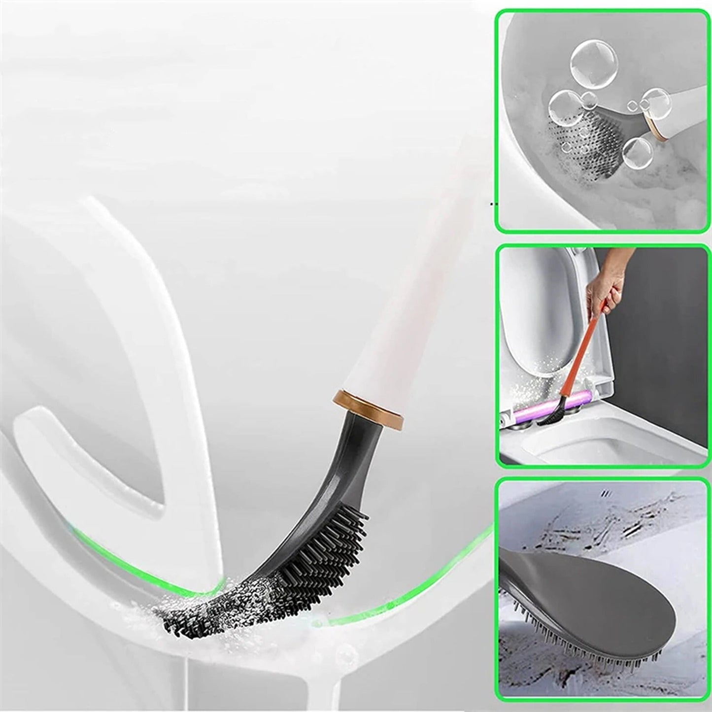 Bathroom Cleaning Set Soft Silicone Toilet Brush with Holder