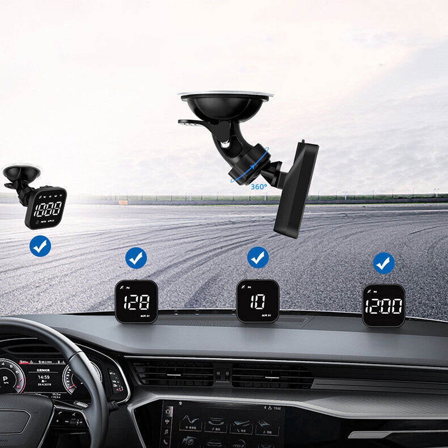 Universal Digital Car GPS Speedometer with HUD and Overspeed Alarm