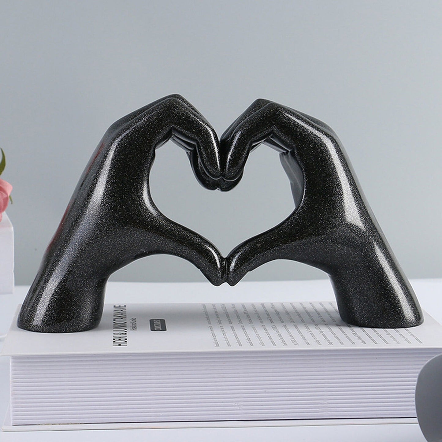 Nordic Style Resin Heart Gesture Hand Sculpture for Desktop Decor
