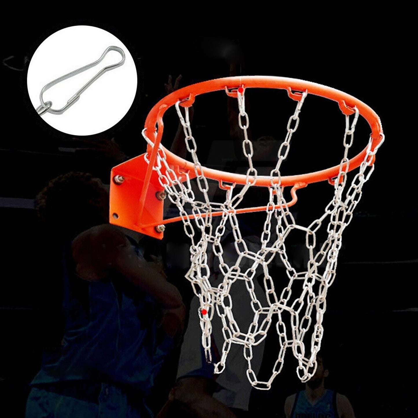Official Size Heavy Duty Basketball Ring with Metal Chain Net 12 Loop