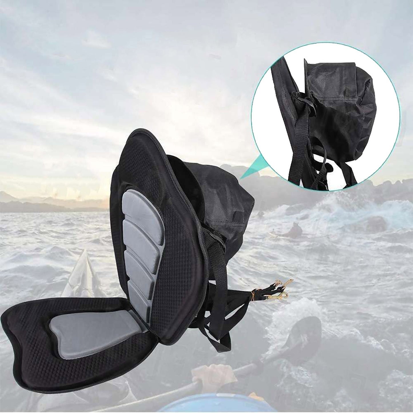 Adjustable Kayak Seat with BackPack Detachable Canoe Comfort Pad
