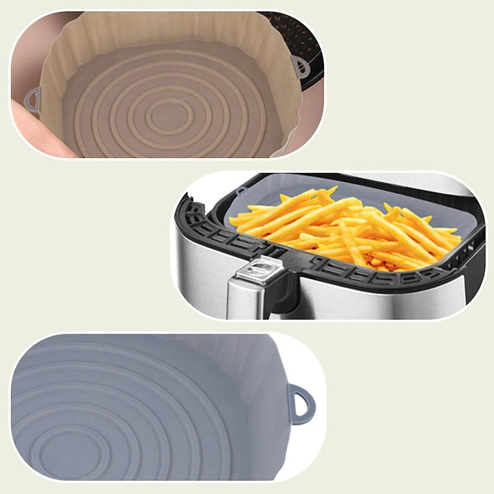 2pcs Reusable Silicone Liner for Air Fryer Non-Stick Basket Tray