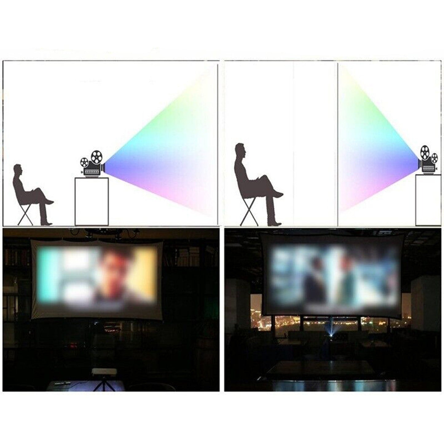 16:9 Foldable Projector Screen for Outdoor Movies and Home Cinema 3D Ready