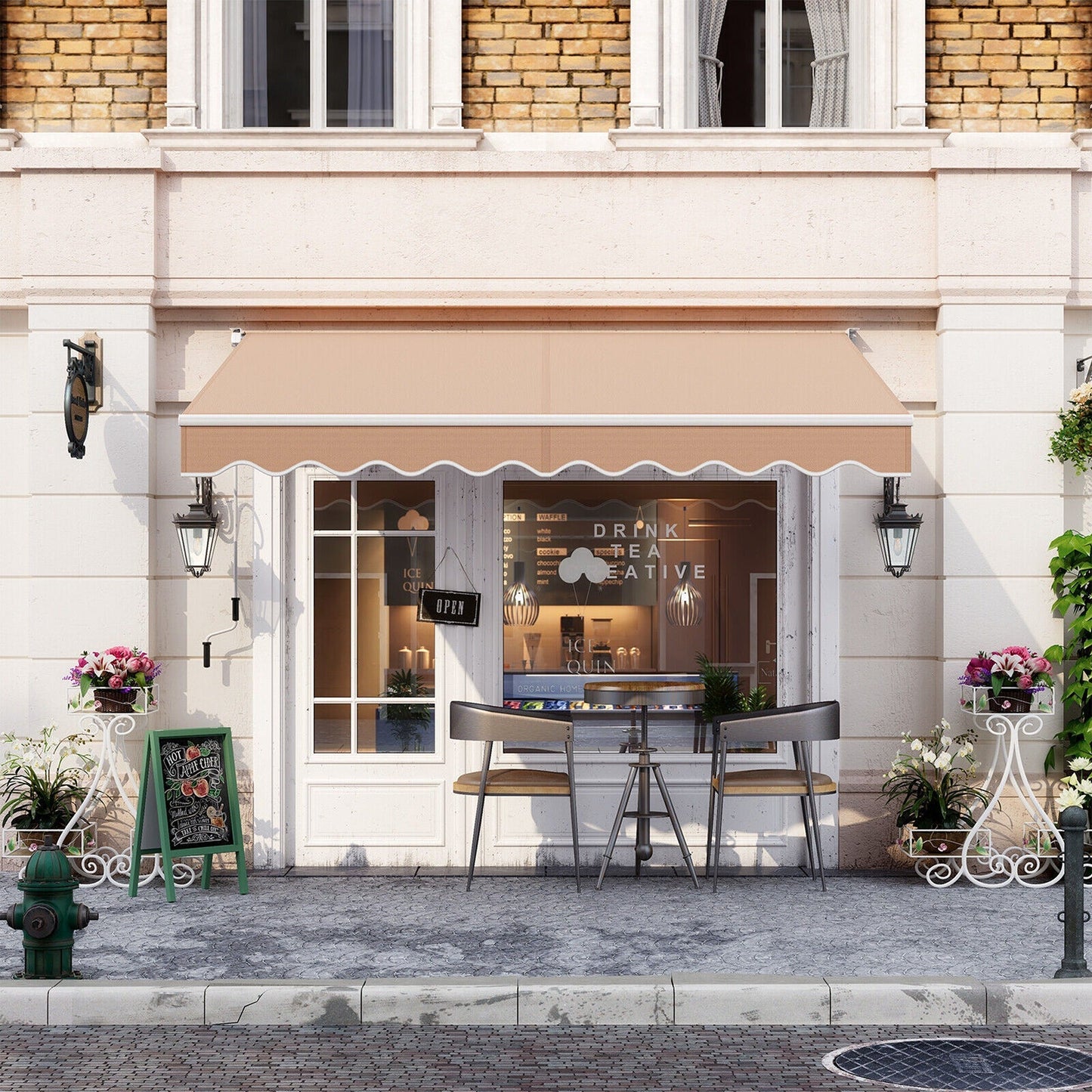 Manual Outdoor Sunshade Canopy Awning with Retractable Folding Arm