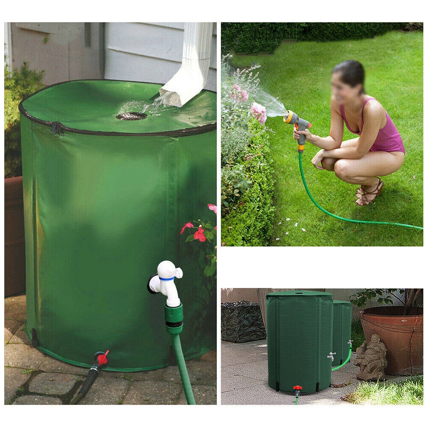 Collapsible Water Storage Tank with Mesh Filter for Rainwater Collection 250L