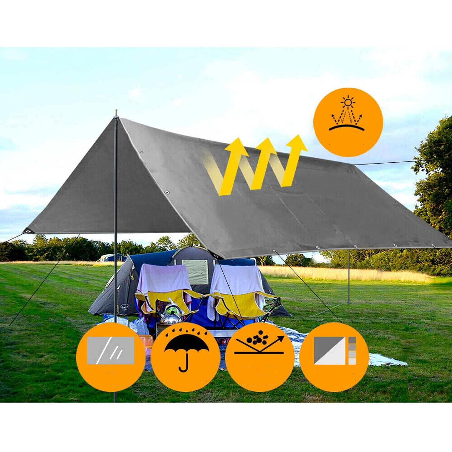Silver Heavy Duty Weatherproof Tarpaulin Ideal Camping Shelter