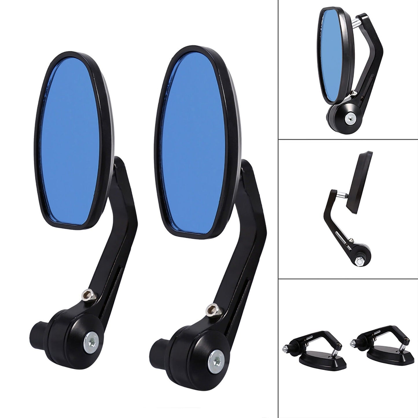 Motorcycle Aluminum Oval Rear View Mirror Handlebar End