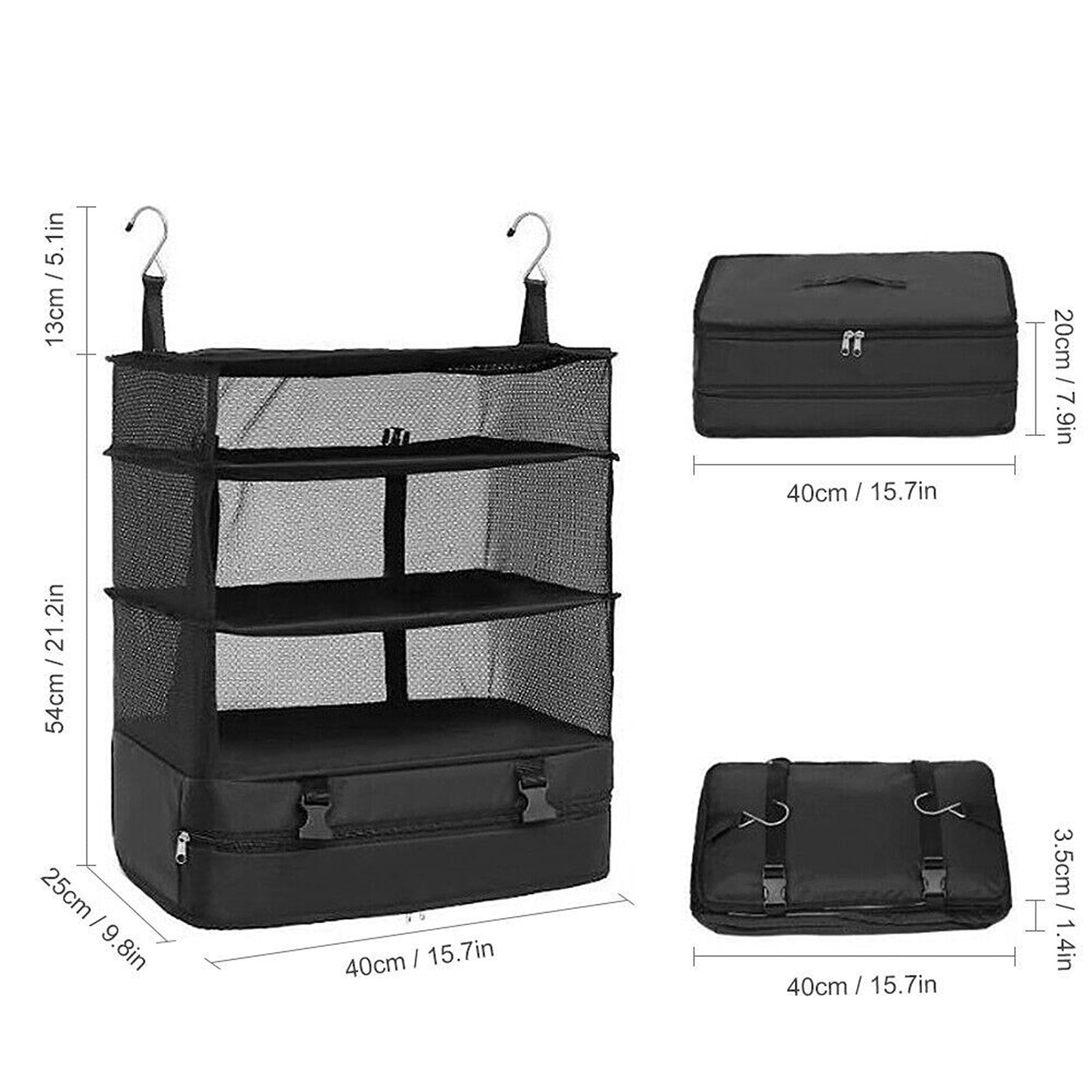 4-Layer Mesh Hanging Storage Bag for Camping and Travel Foldable