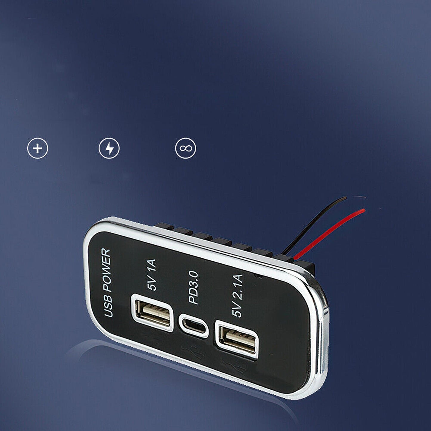 36W Dual USB PD Car Charger Adapter with 3 Ports Charging Socket Panel
