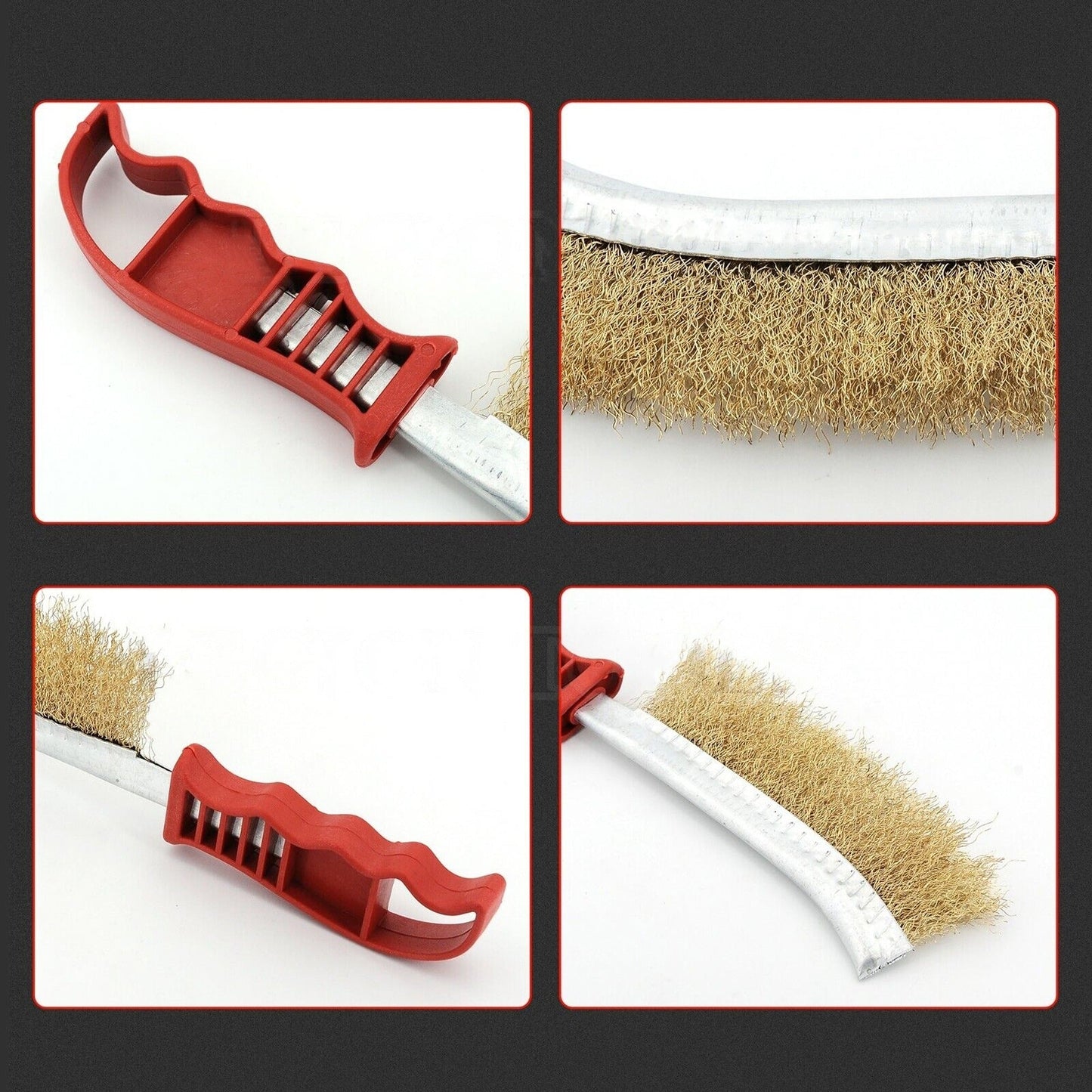 Heavy Duty Hand Wire Brush with Brass Bristles for Rust Paint Removal 245mm