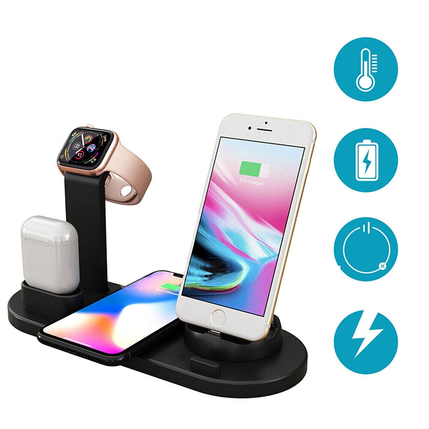 For Apple Watch iPhone 12 11 XS 8 Plus Wireless Charger Dock Charging Station 4in1