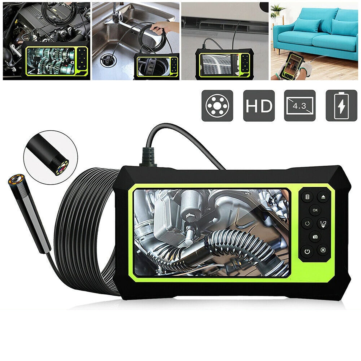 Industrial Borescope Inspection Camera with 4.3in HD Screen 1080P