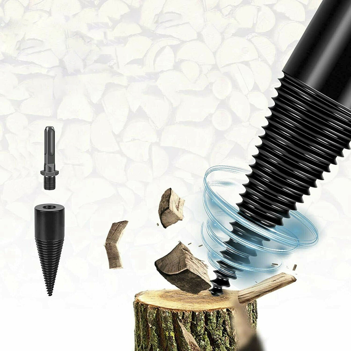 4pcs Hex Shank Firewood Drill Bit Wood Log Splitter Screw Cone