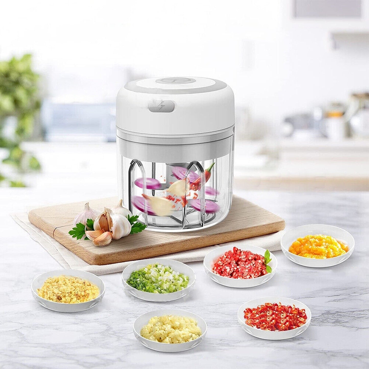 Compact Electric Vegetable and Garlic Chopper 250ml Grinder Blender
