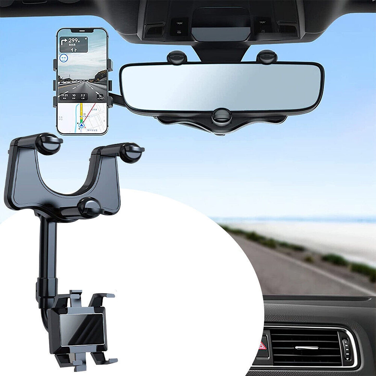 Universal Rotatable Car Phone Holder Rearview Mirror Mount Bracket