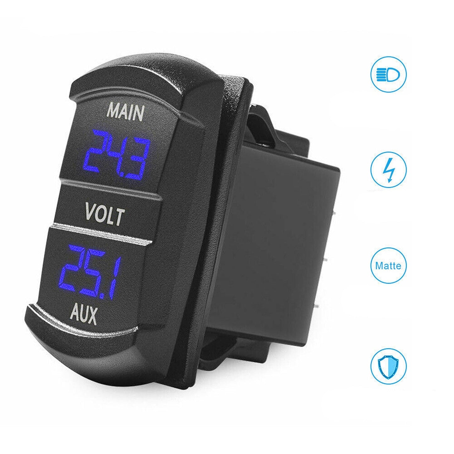 Dual Battery Volt Meter for Marine Vehicles LED Digital Display