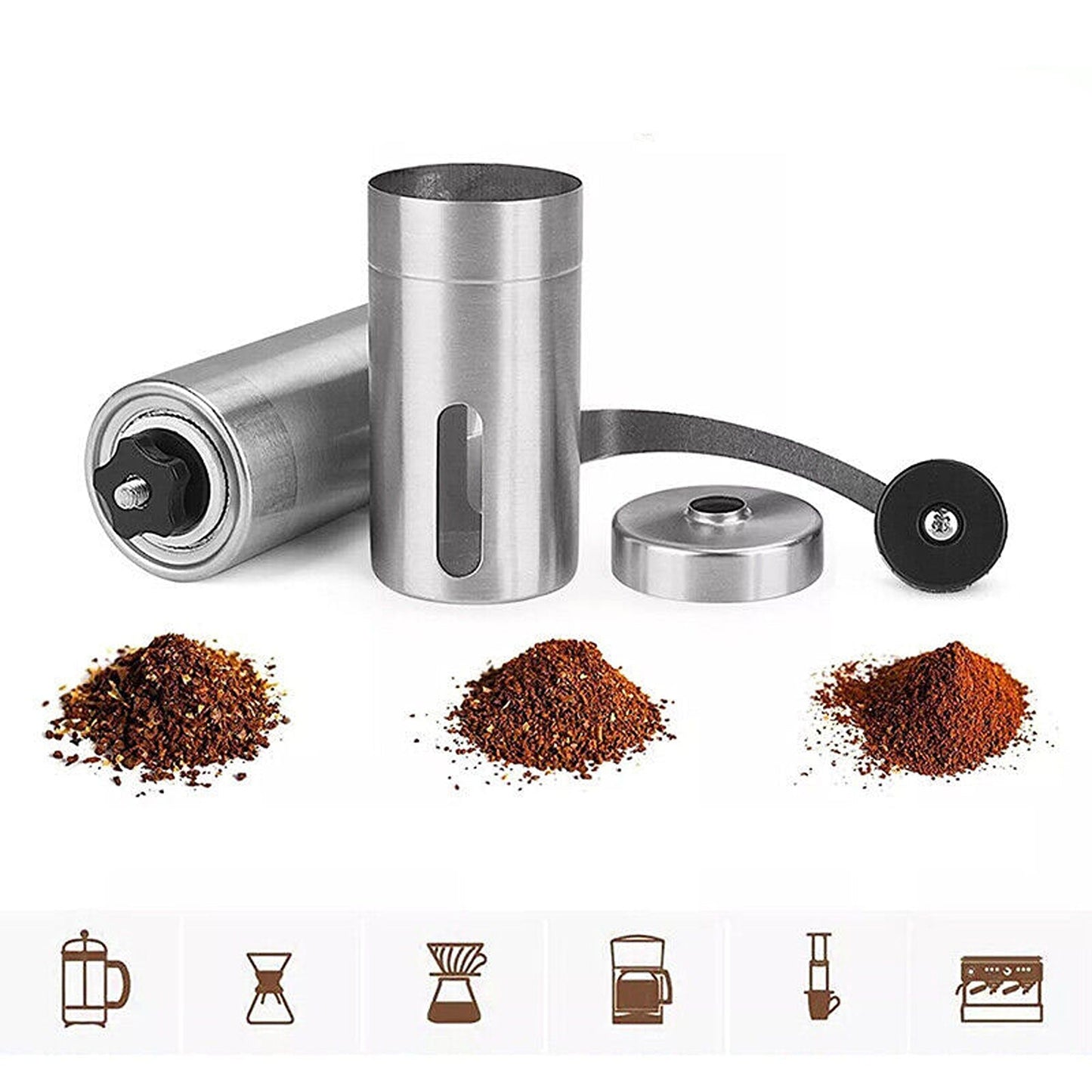 Manual Stainless Steel Coffee Grinder with Ceramic Burr