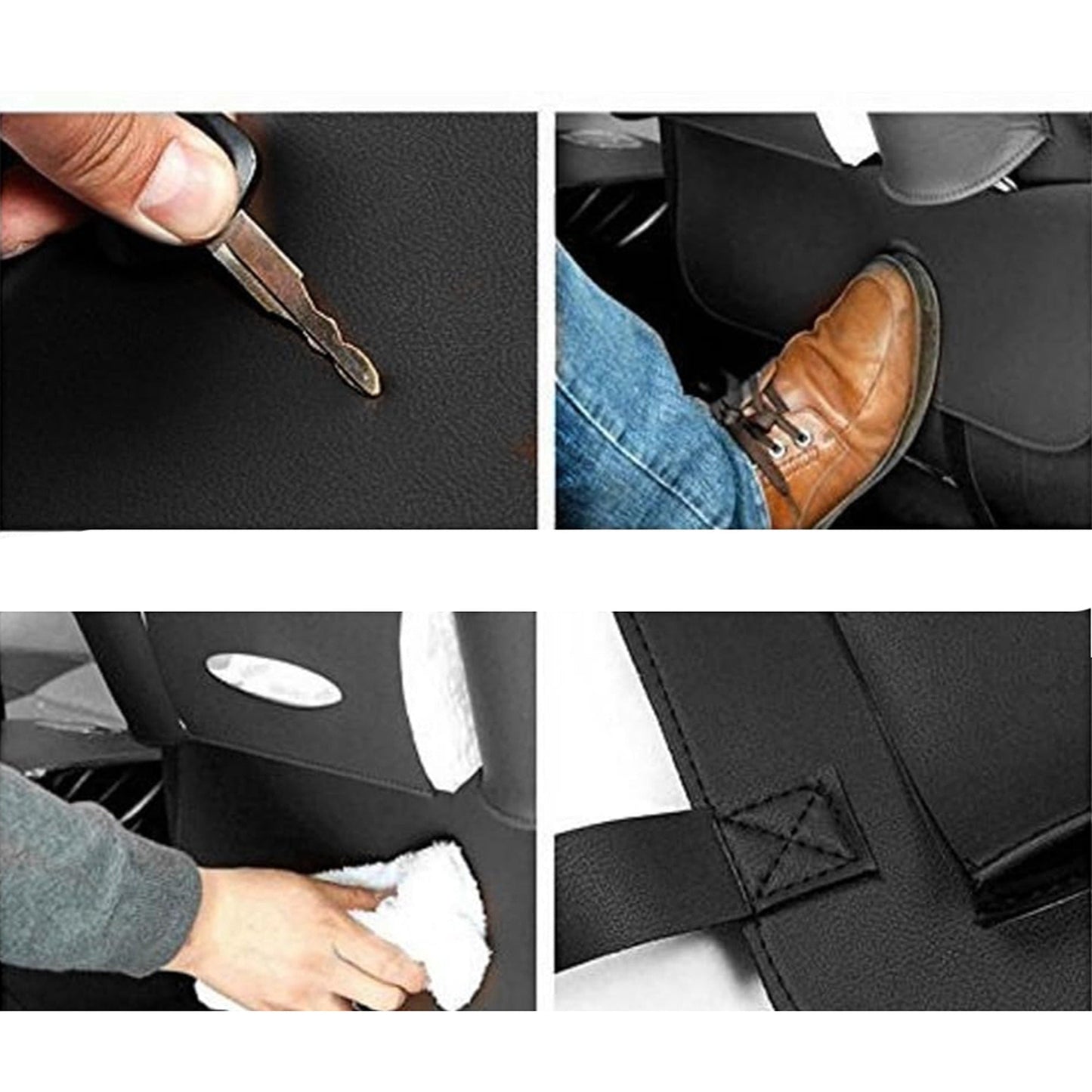 Leather Organizer for Car Back Seat Foldable Table Tray with Storage