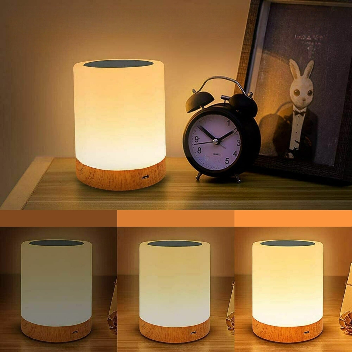 7 Colour USB Rechargeable RGB LED Touch Night Light Dimmable Mood Bedside Lamp