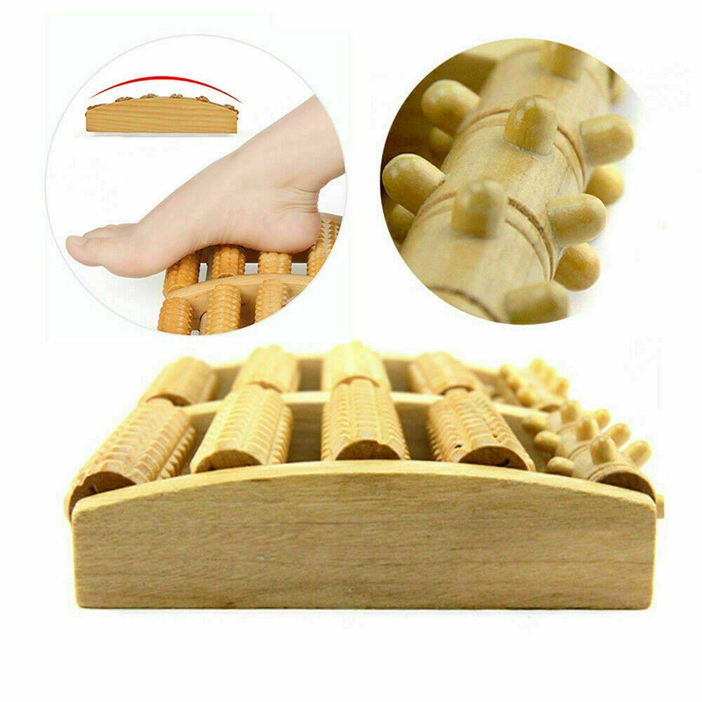 Wooden Foot Massage Roller Plantar Fasciitis Relief Acupressure Tool