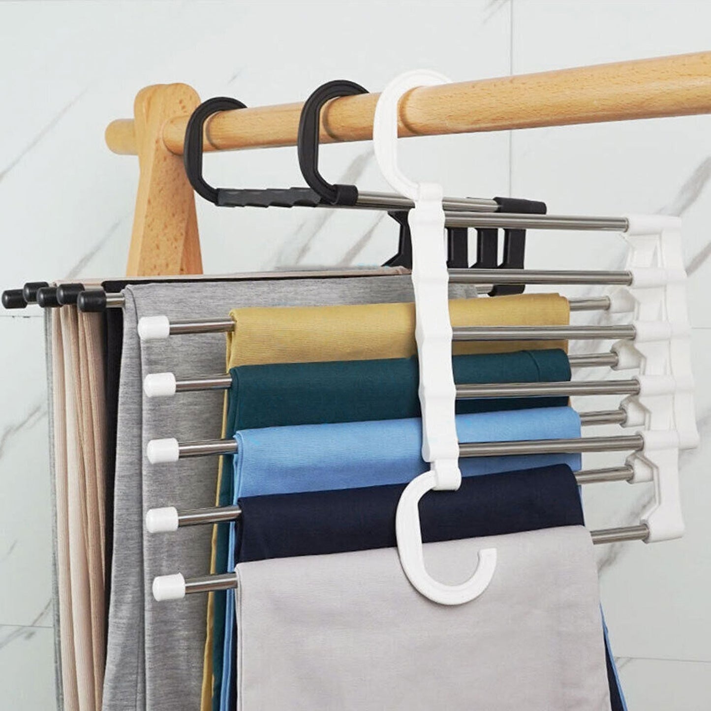 Stainless Steel Space Saving 5 Layered Pants Rack Hanger