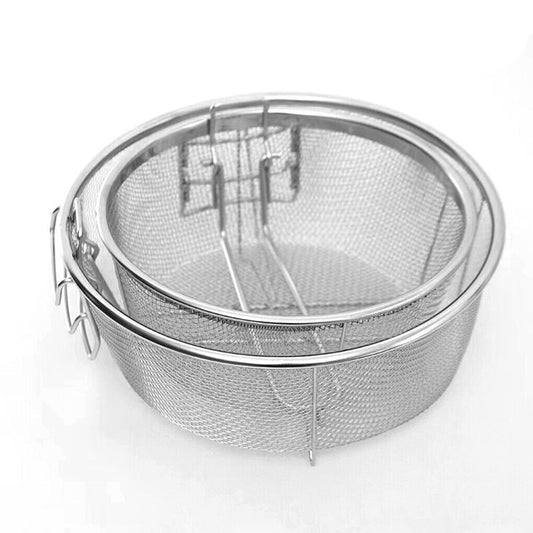 Deep Frying Basket Stainless Steel Wire Mesh with Foldable Handle